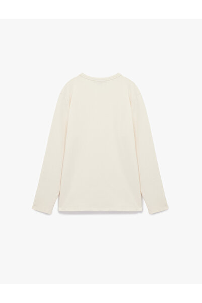 Koton Bavlněné tričko s dlouhým rukávem Basic Slim Fit s výstřihem