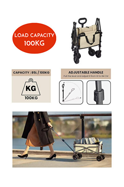 Fujika Yeni Nesil Su Geçirmez Katlanır Portatif El Arabası Kamp Piknik Plaj Pazar Market Koli Yük Paket