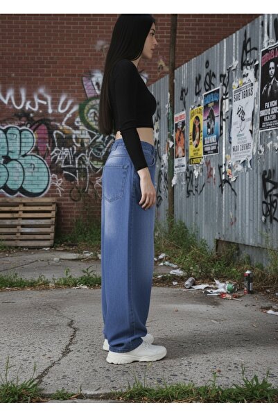 St.Poll VİNTAGE YIKAMALI BEL AYARLANABİLEN TOKA DETAYLI BAGGY JEAN PANTOLON