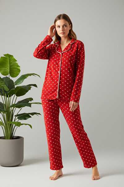 BAMBUTKİDS Kışlık Welsoft Peluş İnci Polar Düğmeli Pijama Takımı 'İpeksi Doku'