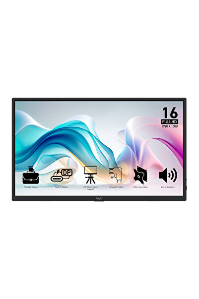 MSI PRO MP165 E6 15.6″ 60Hz 4Ms FHD IPS Taşınabilir Monitör