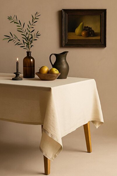 tab-linnn مفرش طاولة من الكتان الخام الطبيعي من تيرا - ريفي، خياطة يدوية
