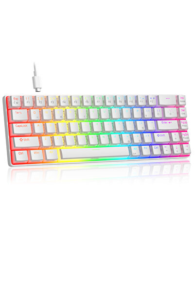 MageGee MK-BOX Pudding 68 Tuş RGB Red Switch Kablolu Beyaz Gaming Klavye
