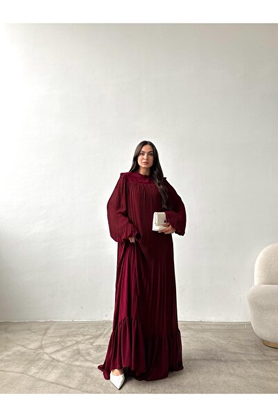 Swan Woman Pliseli Şifon Elbise