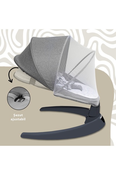 APPEKIDS Electric swing with adjustable backrest and motion sensor, Evoque - Powder Grey