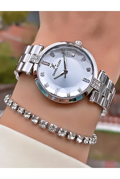 Daniel Klein Gümüş Renk 2 Yıl Garantili Kadın Kol Saati - Bileklik Hediyeli