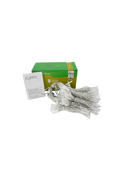 Flippy Коледна светеща завеса, 8 светлинни ефекта, 2м x 2м, 240 LED диода, Св...