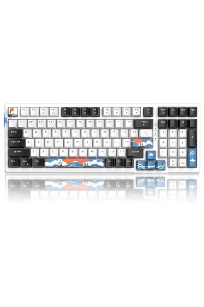 MageGee SKY98 99 Tuş Kablosuz RGB Hot-Swap Gasket Siyah-Beyaz Gaming Klavye