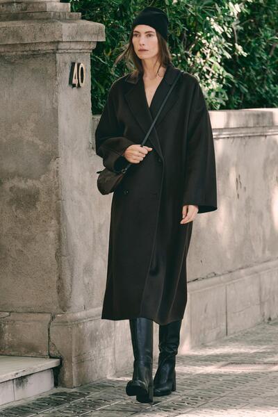 Massimo Dutti Küçük kalın süet deri çanta