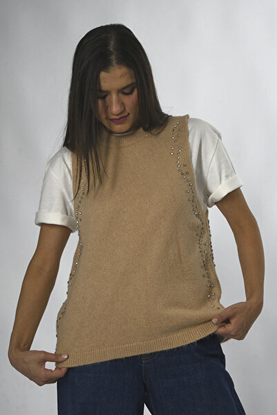 ABBRA Women's Sweater with Stones on the Sides