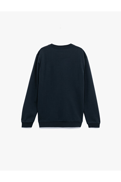 Koton Μακρυμάνικο βαμβακερό φούτερ με στάμπα με λαιμόκοψη