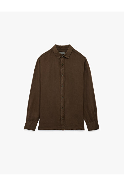 Koton Regular Fit Long Sleeve Classic Collar Linen Shirt