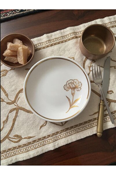 Motiff 15 cm 4 Pieces Modern Carnation Patterned Dessert and Appetizer Plate/ Gift and Presentation Plate