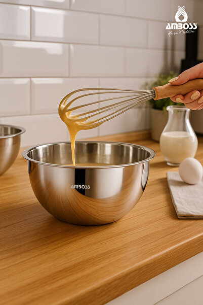 Amboss Satin 3'lü Karıştırma Kabı Paslanmaz Çelik Çok Amaçlı Kase