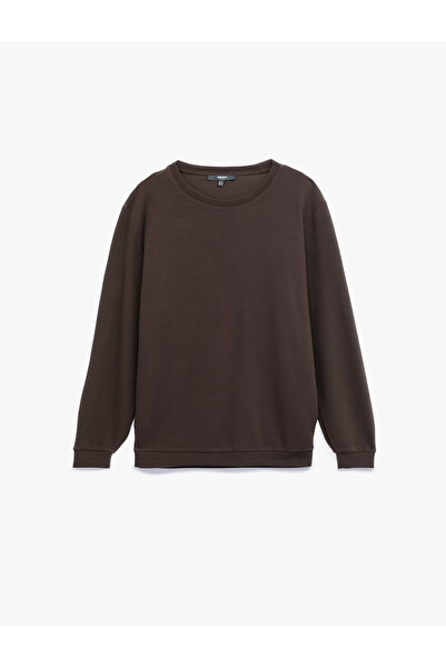 Koton Памучен суитшърт с дълъг ръкав и кръгло деколте