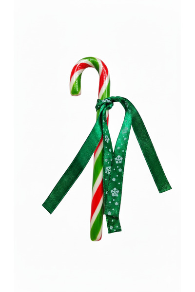 Honey Candy Balcı Şekerleme Yılbaşı Baston Şeker 1 Adet Kurdeleli yeşil kırmızı beyaz Yılbaşı Şekeri