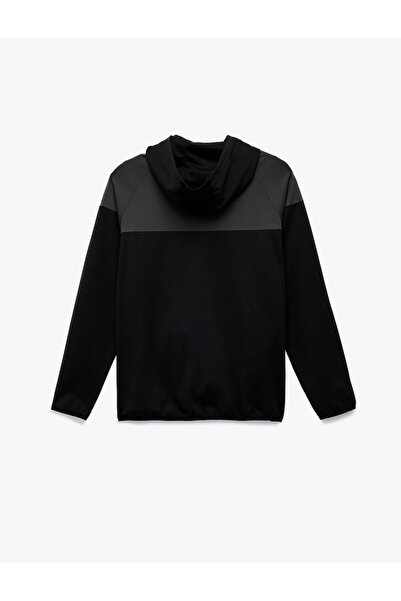 Koton Color Block Zipper Long Sleeve Hooded Sports Sweatshirt