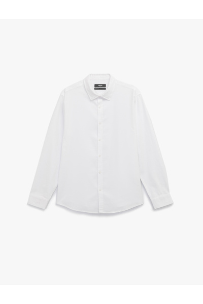 Koton Pamuklu Uzun Kollu Klasik Yaka Slim Fit Gömlek