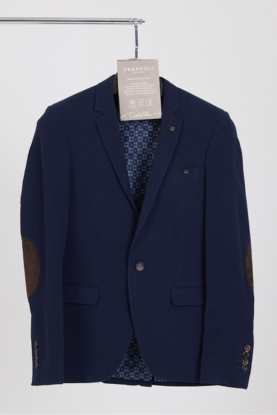 Frappoli 3116 LCS Erkek Açık Lacivert Likralı Pamuklu Kumaşlı Slim Fit Spor Blazer Ceket