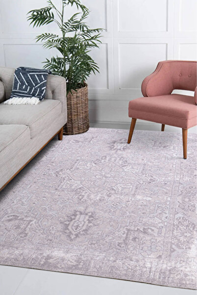 ARTLOOP Fuga Yumuşak Dokulu Vintage Desenli Gri Halı KA 01