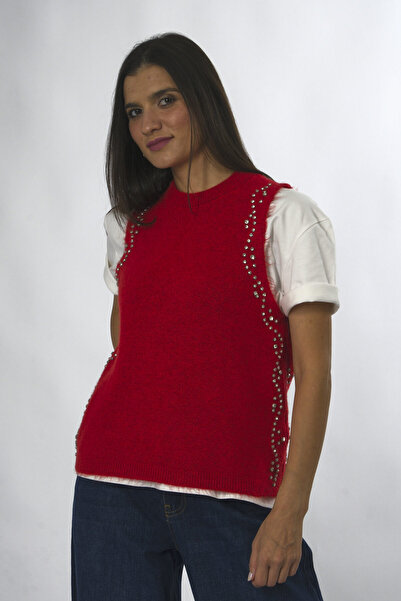 ABBRA Women's Sweater with Stones on the Sides