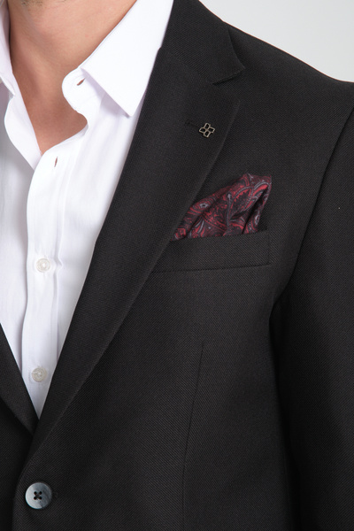 Frappoli Alfredi Erkek Battal Büyük Beden Siyah Hasır Kumaşlı Blazer Ceket