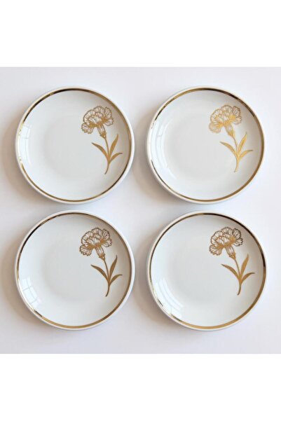 Motiff 15 cm 4 Pieces Modern Carnation Patterned Dessert and Appetizer Plate/ Gift and Presentation Plate
