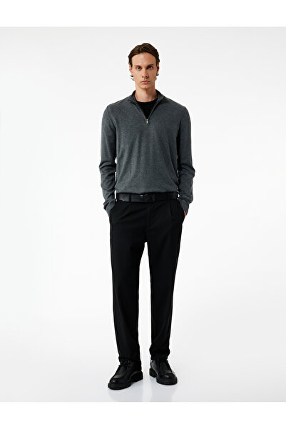 Koton Πλεκτό πουλόβερ με μακρύ μανίκι με μισό φερμουάρ