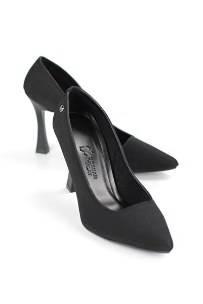 Gökhan Talay Ravyn Siyah Süet Yüksek Topuklu (10 cm) Klasik Topuklu Ayakkabı
