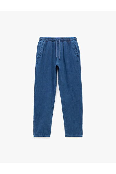 Koton Παντελόνι με λεπτομέρεια από βαμβακερή τσέπη με κορδόνια στη μέση