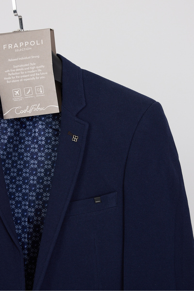 Frappoli 3116 LCS Erkek Açık Lacivert Likralı Pamuklu Kumaşlı Slim Fit Spor Blazer Ceket