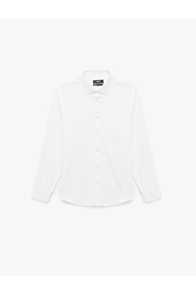 Koton Μακρυμάνικο πουκάμισο με μισό ιταλικό γιακά με λεπτή εφαρμογή