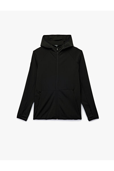 Koton Slim Fit Long Sleeve Zippered Pocket Detailed Hooded Sports Sweatshirt