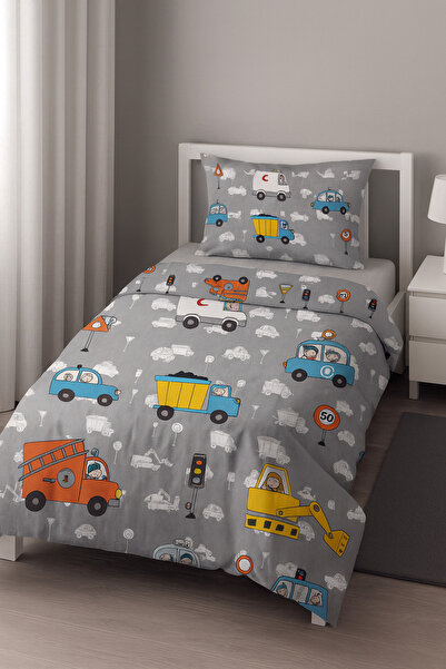 Bebişim Halı Arabalar Desenli Tek Kişilik Bebek Çocuk Nevresim Takımı