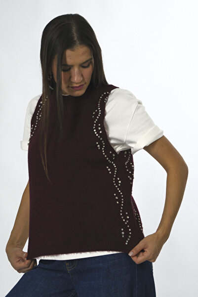 ABBRA Women's Sweater with Stones on the Sides