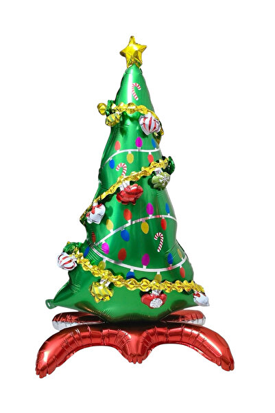 Parti dolabı بالون شجرة كبير الحجم للعام الجديد - 120x58 سم، ديكور السنة الجد...