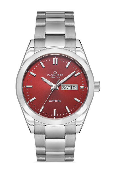 Nacar Safir Glass Classic Silver Men's Wristwatch Nc31- 299227 -Arm