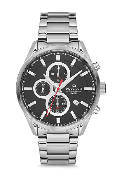 Nacar ساعة يد رجالية رياضية فضية NC34- 290733 -ABM