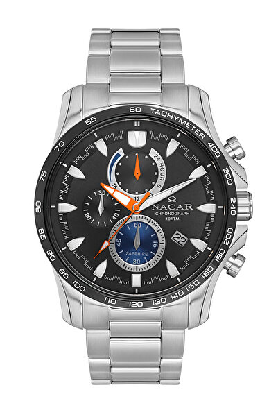 Nacar SAFİR CAM SPOR GÜMÜŞ ERKEK KOL SAATİ NC34-290023-ABM