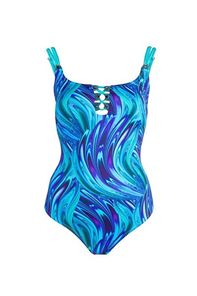AYYILDIZ 5213 Turquoise Patterned Swimsuit
