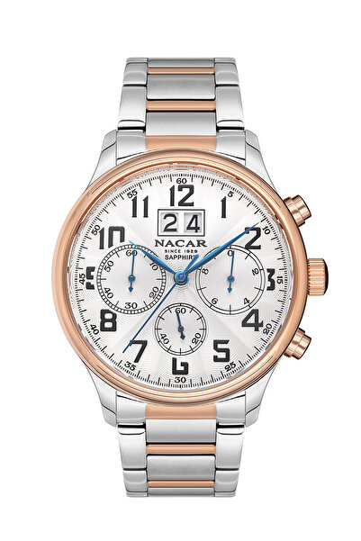 Nacar ساعة يد رجالية من الزجاج الياقوت الكلاسيكي باللون الفضي الوردي NC34-29B...