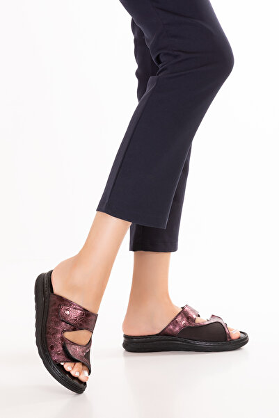 Gondol Hakiki Deri Kemik Çıkıntısına Özel Rahat Terlik irm.173 Bordo