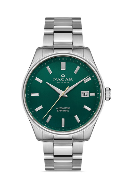 Nacar SAFİR CAM KLASİK GÜMÜŞ ERKEK KOL SAATİ NC17-2930283-ANM