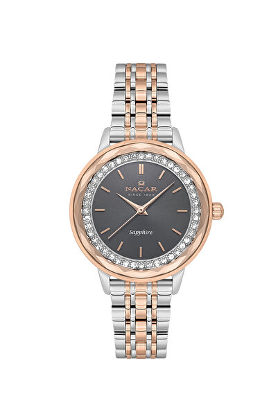 Nacar SAFİR CAM GÜMÜŞ - ROSE KADIN KOL SAATİ NC33-398223-EGMS