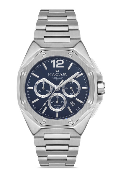 Nacar SAFİR CAM SPOR GÜMÜŞ ERKEK KOL SAATİ NC08-29430493-ALSM