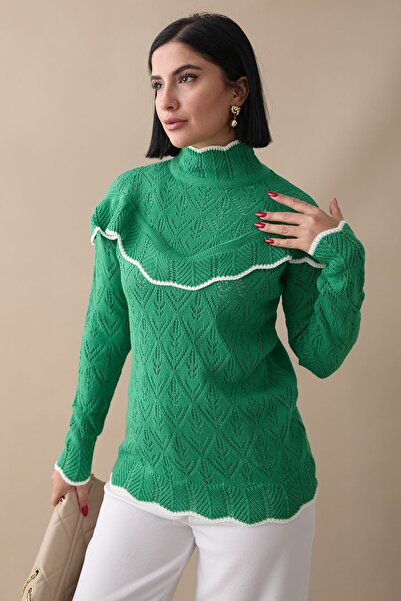 InStyle Pulover din tricotaje cu dungi Alvi - verde