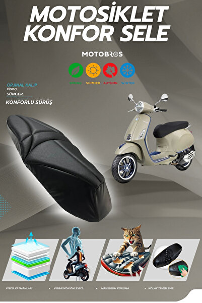 Motobros غطاء مقعد دراجة نارية فيسبا 125 - 250 كونفور، غطاء مقعد من الإسفنج ا...