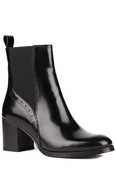 stato - Siyah Hakiki Açma Deri Topuklu Kadın Bot 25-5619