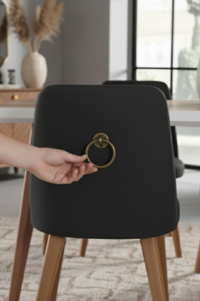 MegaVitrin مقبض كرنفال دائري - مقبض كرسي أثاث وظهر كرسي أصفر عتيق - مثبت بالبراغي من الأعلى - قطر 60 مم