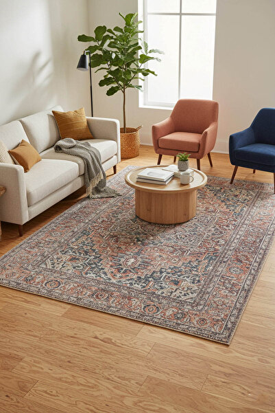 ARTLOOP Blues Vintage Desenli Dokuma Taban Kahverengi Halı AL 436